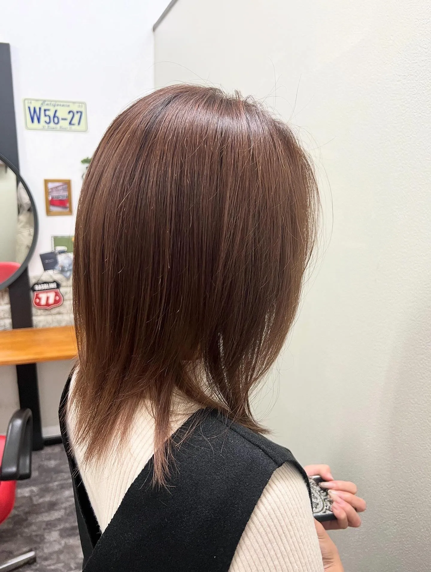 レイヤーカット、チョコブラウン系カラー🫶🏻︎🩵🫧